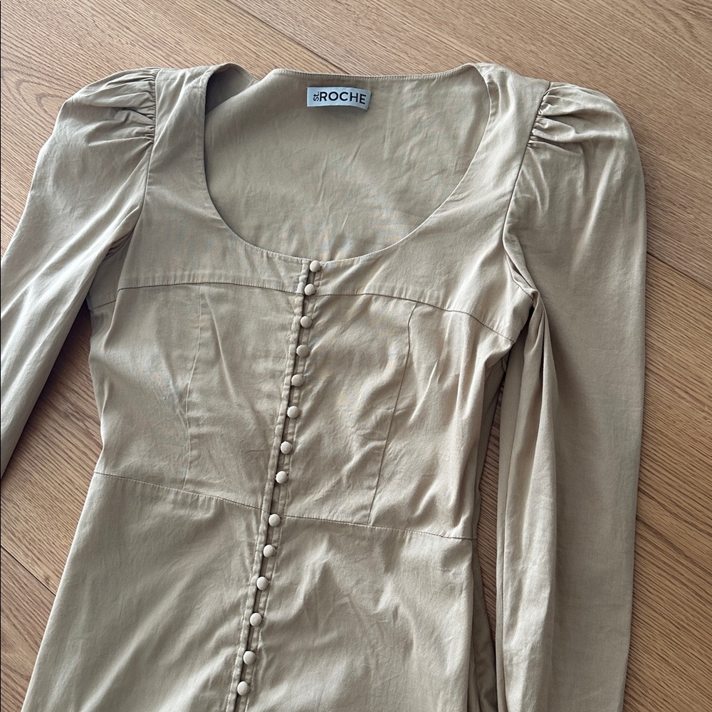 St Roche Chic Tan Button-Front Mini Dress - Picture 6 of 11